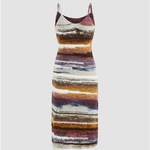 Fuzzy knitted stripped midi dress